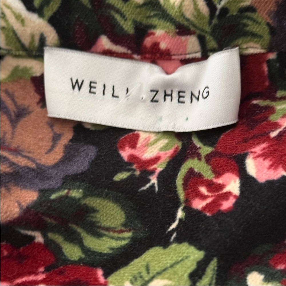 WEILI ZHENG Runway Velvet Floral Button Front Maxi Dress Duster Coat Large - Picture 12 of 13